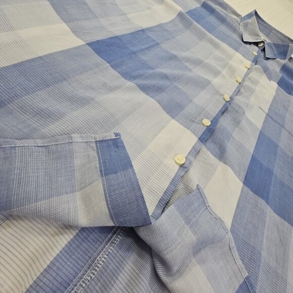 Old Navy Women's Loose Gossamer Boyfriend Shirt Blue White Plaid Size XXL - Picture 3 of 13